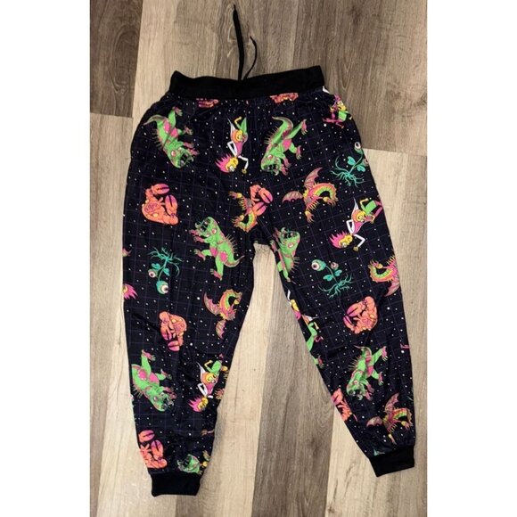 Rick & Morty Mens Jogger Pants Large Alien Print Polyester Spandex Lounge Pajama - Picture 4 of 6